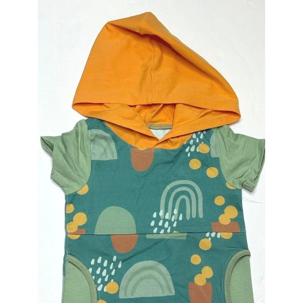 RAGS to Raches Green Orange Rainbow Romper 12-18 Months Colorful Fun NEW